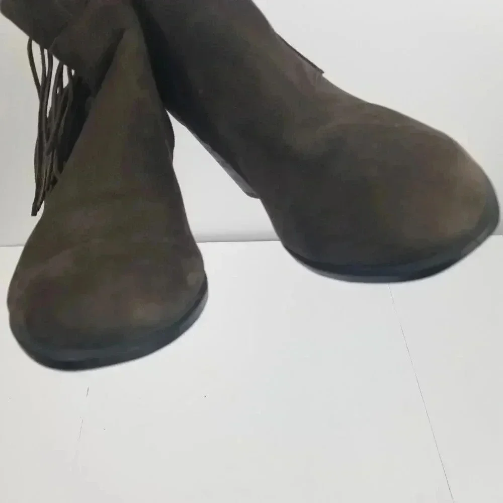 Ecco Danish Design Women's Brown Fringe Western Festival Bootie  EU 40 US 9